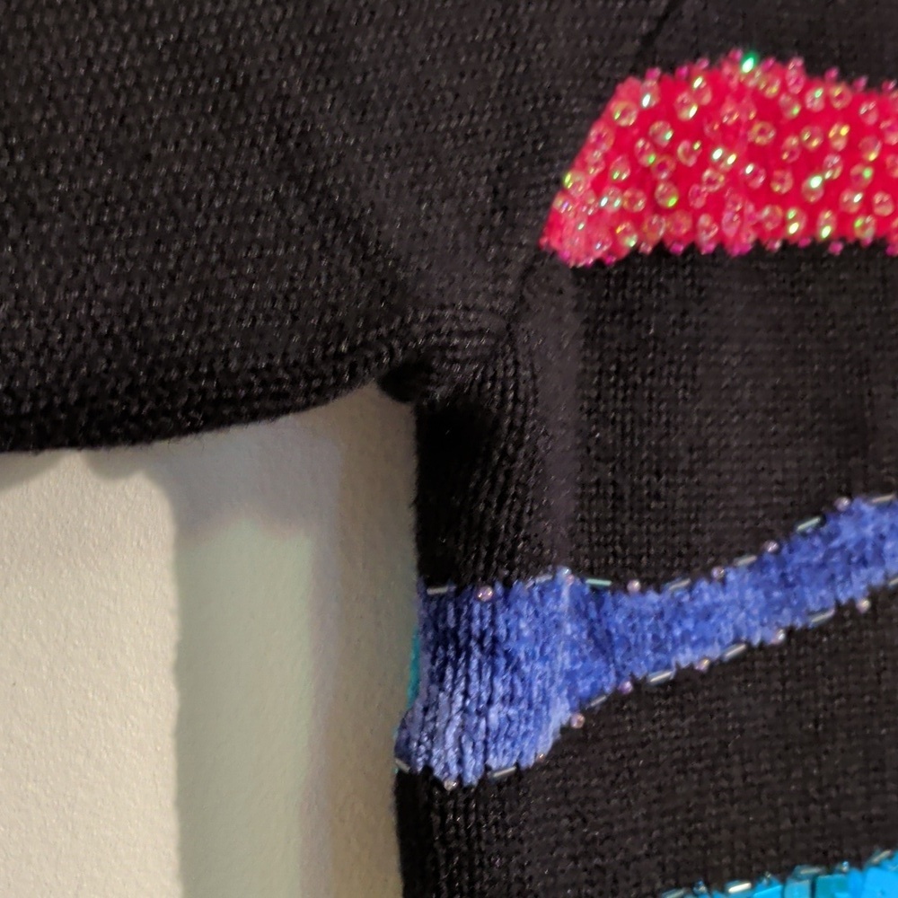 VINTAGE colorful embellished cardigan - size medium - Picture 7 of 10